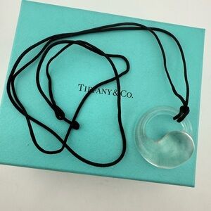 Tiffany & Co. Rock Crystal Eternal Circle Pendant Necklace Elsa Peretti on Silk